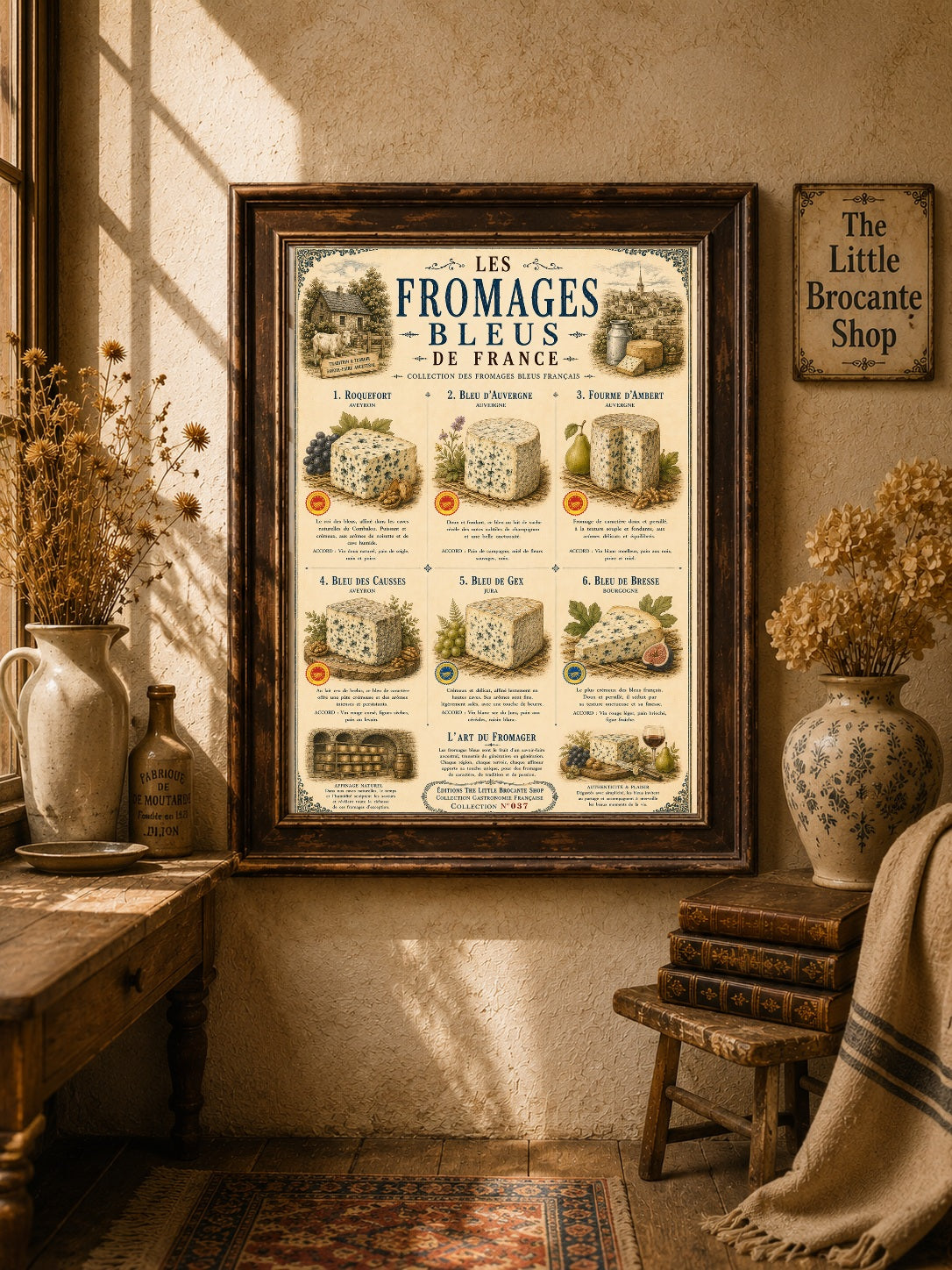 The Famous Blue Cheese of France Vintage Print (unframed) | Les Fromages Bleus de France | Vintage French Blue Cheese Print