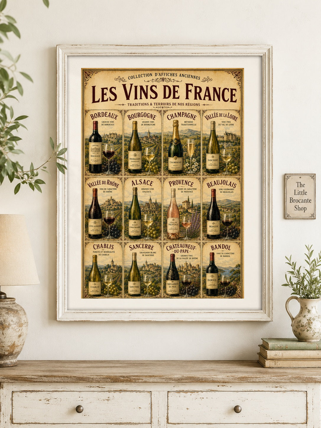Les Vins de France | Vintage French Wine Regions Collection | French Gastronomy Wall Art, French country wall artwork. – image 6