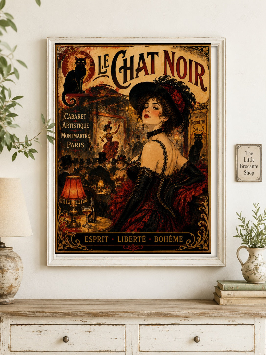 Le Chat Noir – Vintage-Inspired Paris Cabaret Print | Montmartre Belle Époque Wall Art, Belle Époque, Parisian, Art Nouveau, French Vintage, Montmartre, Maximalist, Eclectic, Brocante, Bohemian, Dark Academia, Old World, Romantic, Theatrical wall artwork.