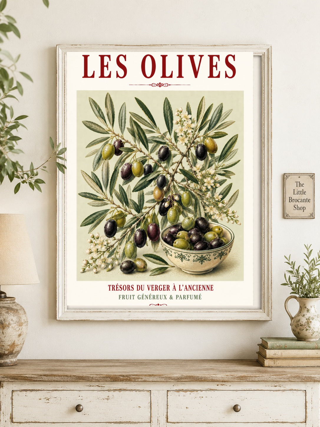 Illustrated French Olive Print | Mediterranean Kitchen Wall Art, Illustrated French, Botanical, French Country, Provençal, Mediterranean, Olive Grove, French Kitchen, Country Kitchen, Rustic European, Botanical Wall Art wall artwork.