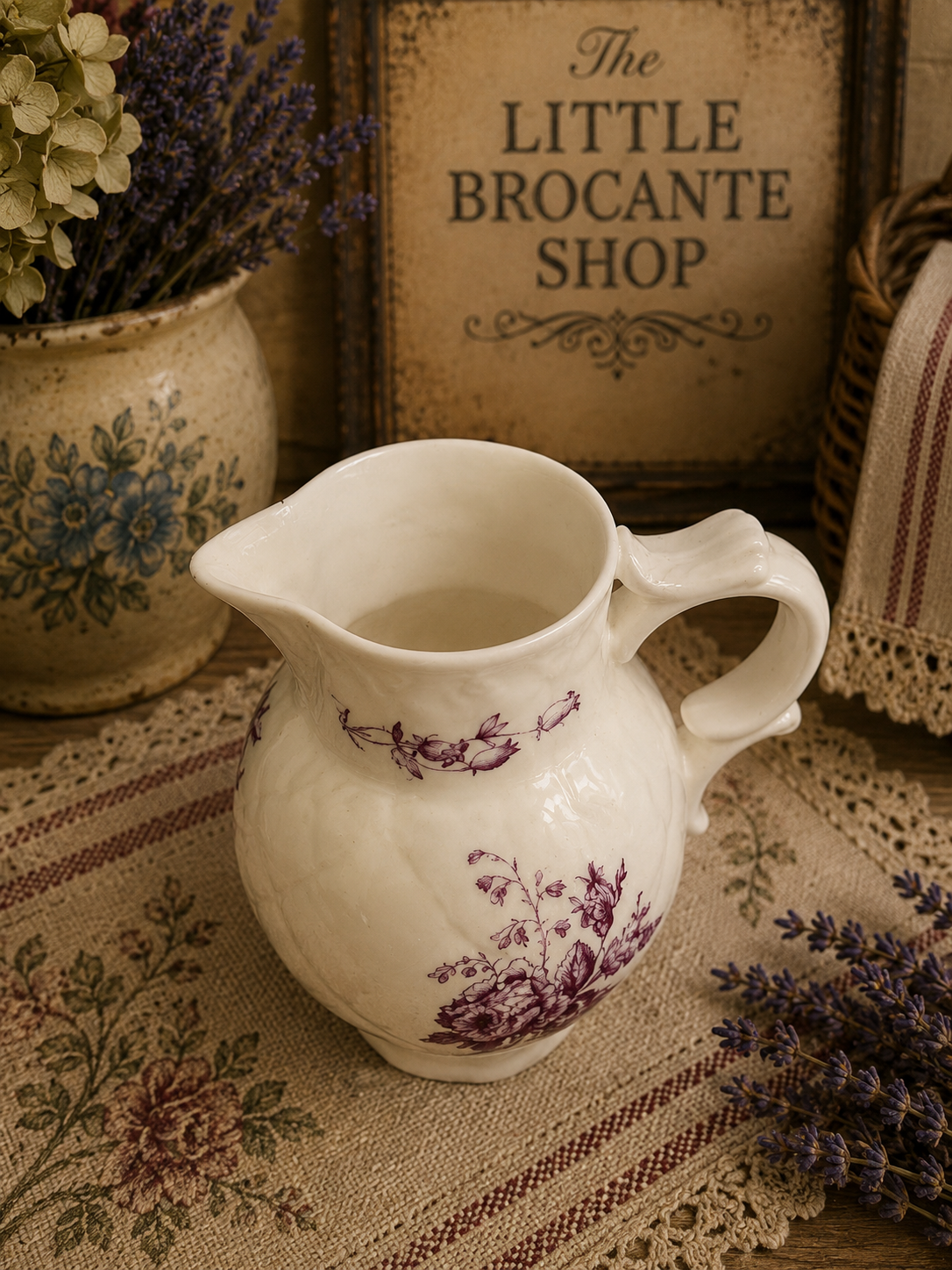 Royal Worcester Blush Ivory Bacchus Mask Cream Jug | Antique English Porcelain Pitcher | Burgundy Floral Jug photograph 6