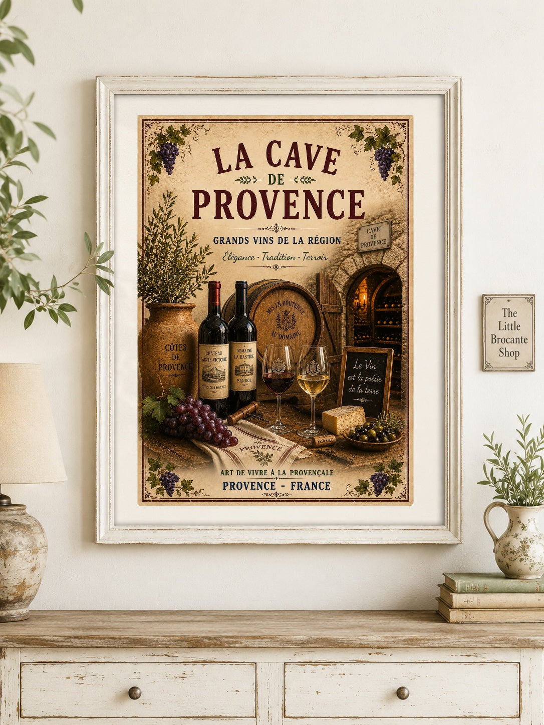 La Cave de Provence – Vintage French Wine Cellar Print, French Country
Provence
French Provincial
Rustic Farmhouse
Vineyard Style
Mediterranean
Brocante
Vintage European
Country Cottage
Rustic Chic
Traditional
Timeless Classic wall artwork.