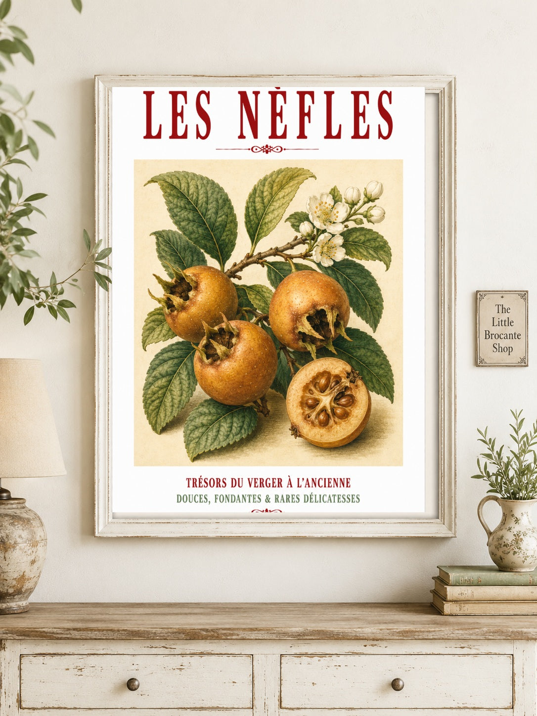 Illustrated French Medlar Print | French Kitchen Wall Art, Illustrated French, Botanical, French Country, Heritage Fruit, Orchard Inspired, French Kitchen, Country Kitchen, Cottage Style, Traditional Botanical, Rustic Wall Art wall artwork.