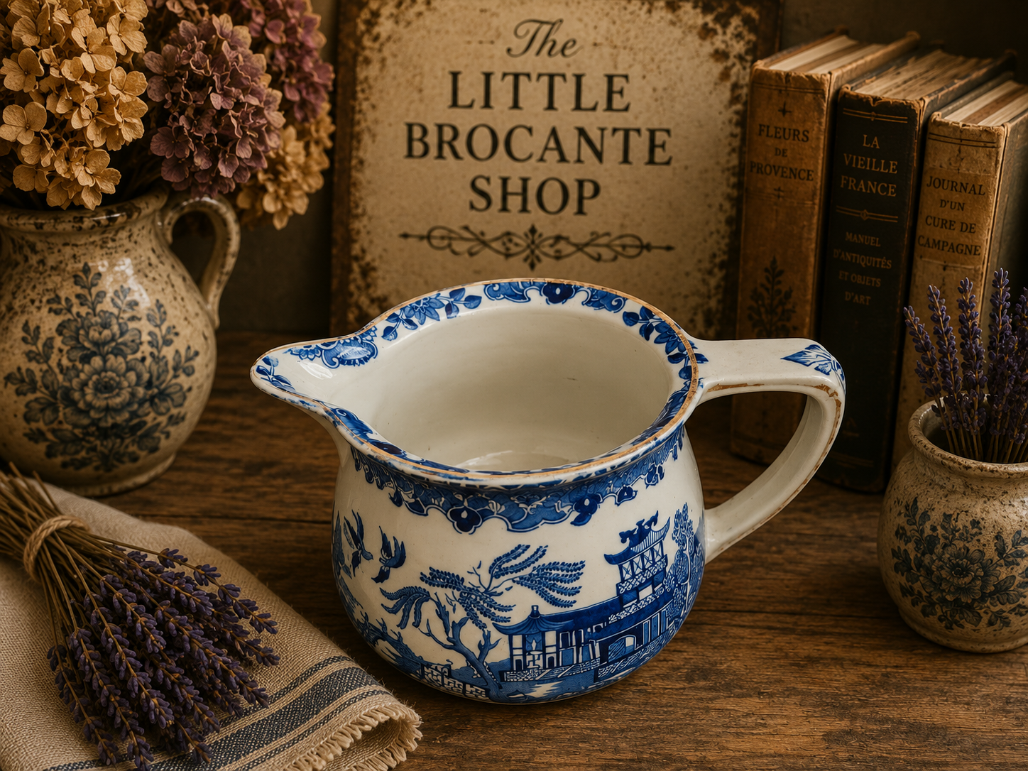Vintage Burleigh Blue Willow Milk Jug | English Transferware Cream Pitcher | Staffordshire Pottery photograph 6