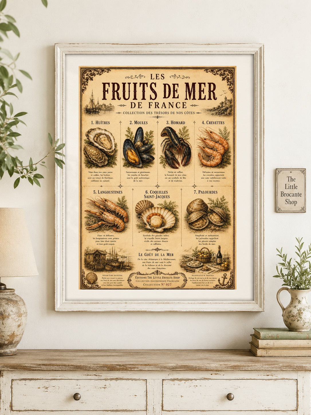 Les Fruits de Mer de France | Vintage French Seafood Collection | Coastal Kitchen Wall Art Print, French country wall artwork. – image 6