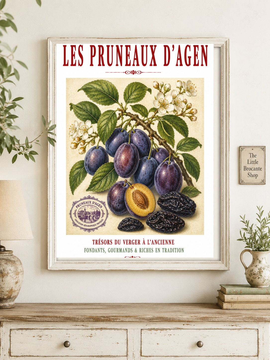 Les Pruneaux d’Agen – Illustrated French Agen Prune Print | French Kitchen Wall Art, Illustrated French, Botanical, French Country, Traditional French, Orchard Style, Pomological Illustration, French Kitchen, Country Kitchen, Regional French Food Art wall artwork.