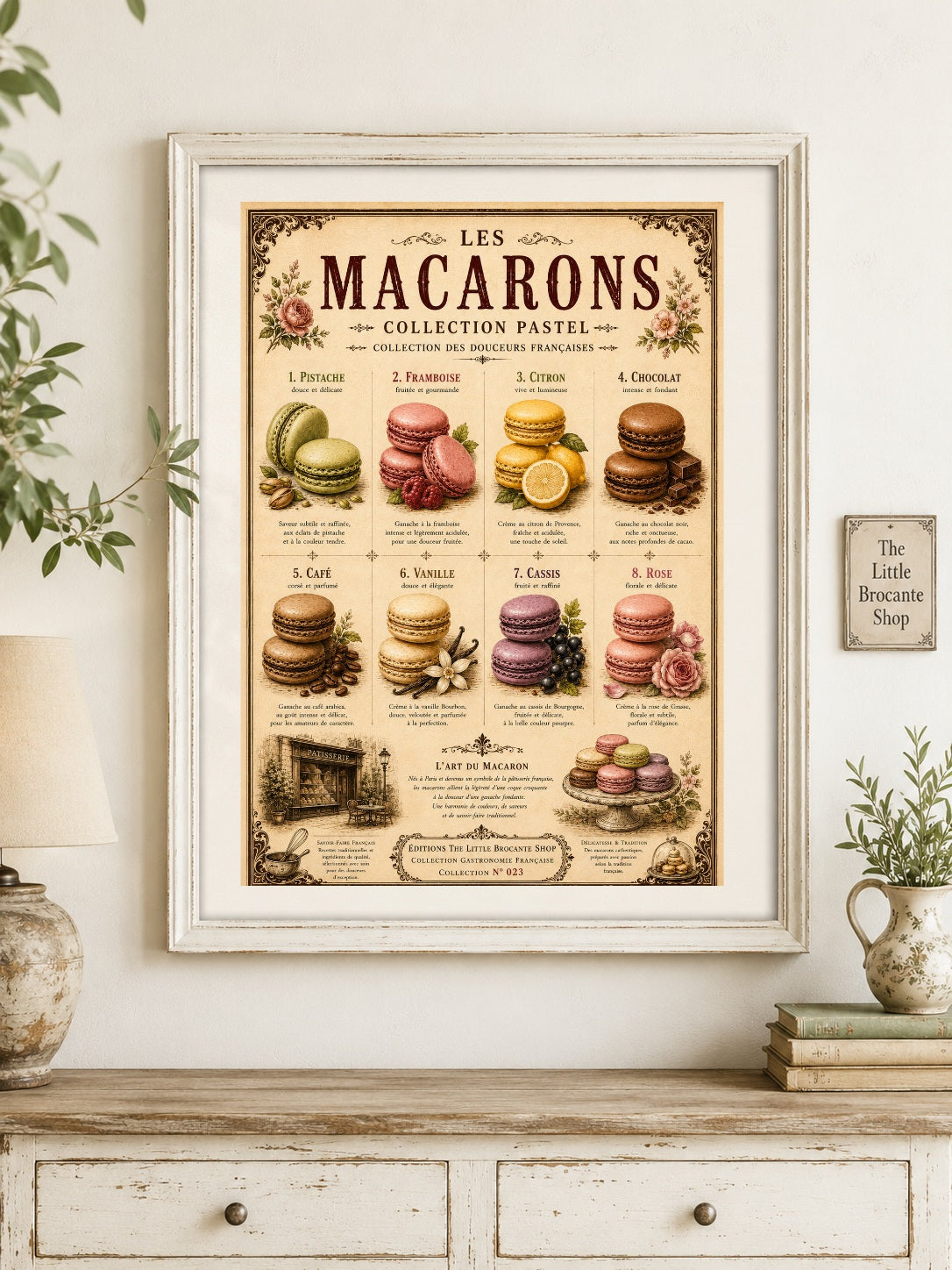 Les Macarons Collection Pastel | Vintage French Macaron Kitchen Wall Art Print | French Patisserie Poster, French country wall artwork. – image 6