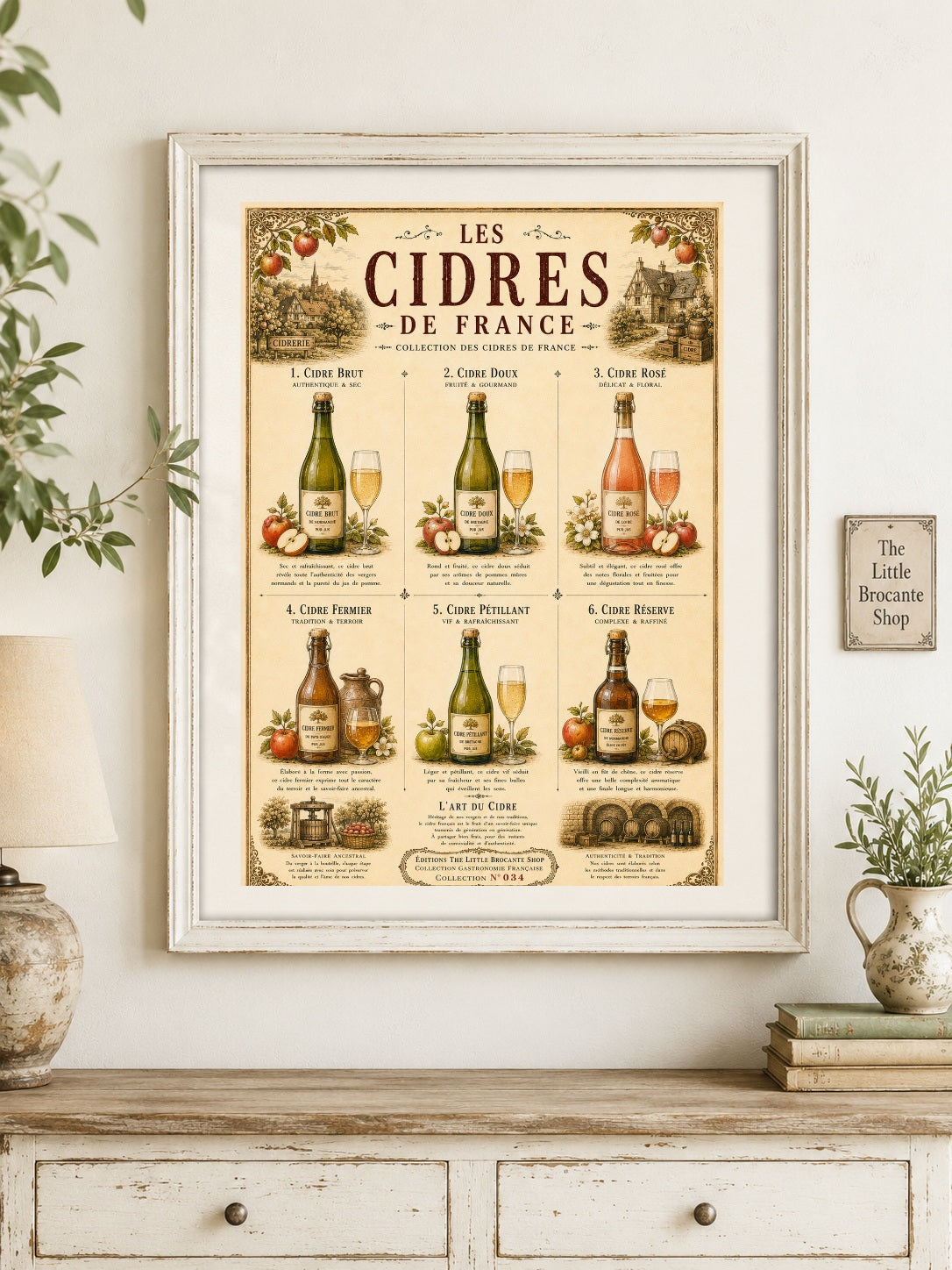Les Cidres de France Vintage French Cider Print | Kitchen & Bar Wall Art, French country wall artwork.