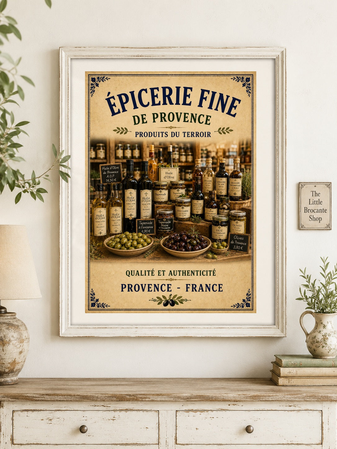 Épicerie Fine de Provence – Vintage French Delicatessen, French Country
Provence
Rustic Farmhouse
Brocante
Cottagecore
Mediterranean
Country Kitchen
Rustic Chic
Vintage European
Traditional
French Provincial
Old World
Continental
Artisan Food Store Style wall artwork.