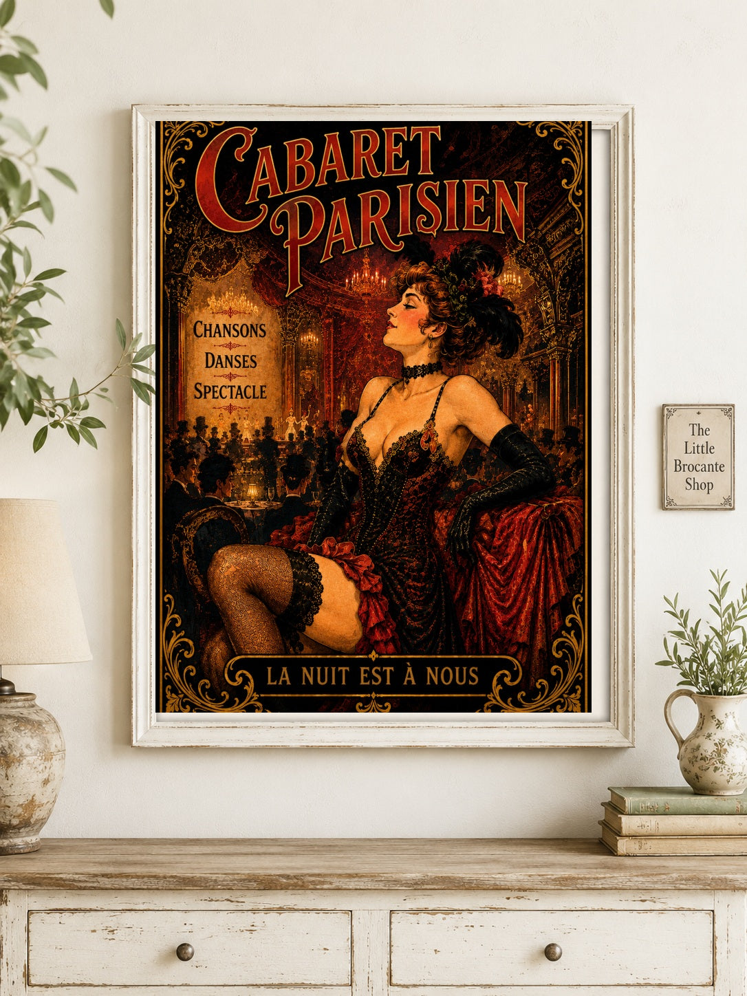 Cabaret Parisien Print in Bell Epoque Style, French country wall artwork.