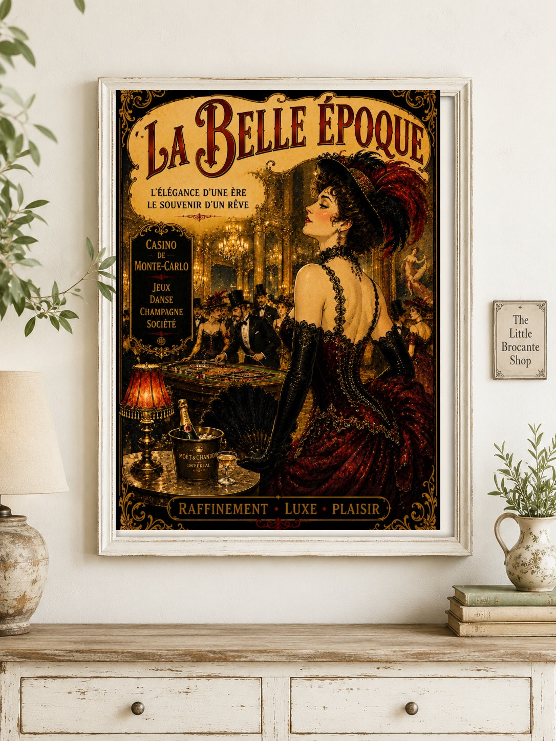 La Belle Époque Monte-Carlo Casino Print, Belle Époque, French Riviera, Parisian, Art Nouveau, French Vintage, Maximalist, Eclectic, Brocante, Old World Luxury, Romantic, Dark Academia, Traditional European wall artwork.