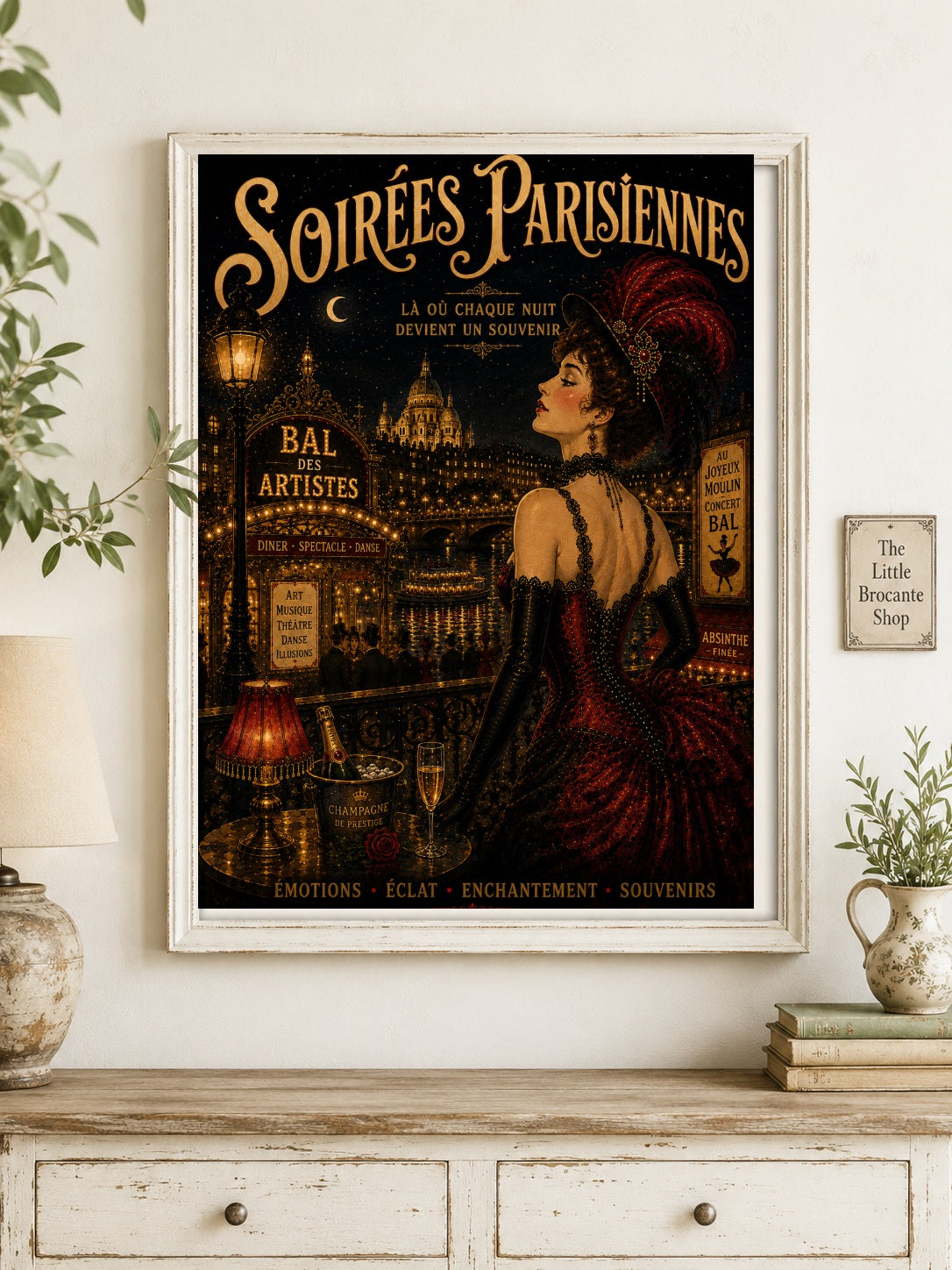 Paris Nuit – Vintage French Belle Époque Paris Nightlife Wall Art Print, Belle Époque, Vintage French Poster, Art Nouveau Inspired, Parisian, Montmartre, French Cabaret, Victorian Glamour, Maximalist, Dark Academia, Vintage Travel wall artwork.