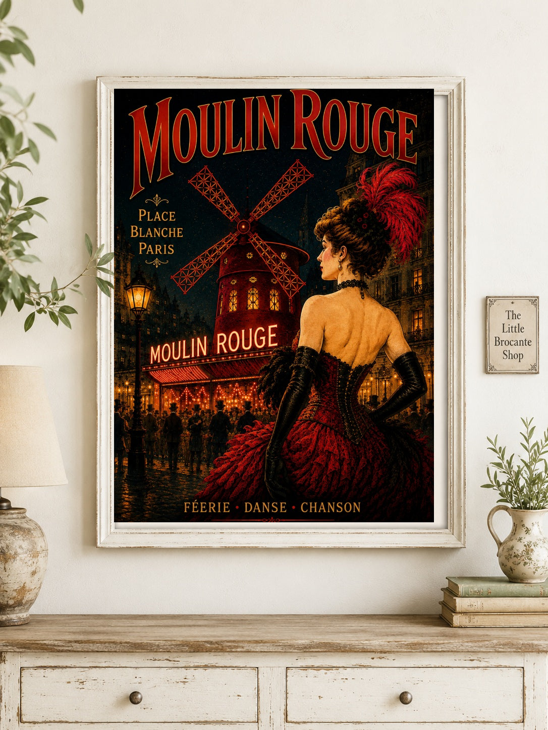Moulin Rouge – Vintage-Inspired Paris Cabaret Print | Belle Époque Montmartre Wall Art, Belle Époque, Parisian, French Vintage, Art Nouveau, Montmartre, Maximalist, Eclectic, Brocante, Romantic, Dark Academia, Old World Luxury, Theatrical wall artwork.