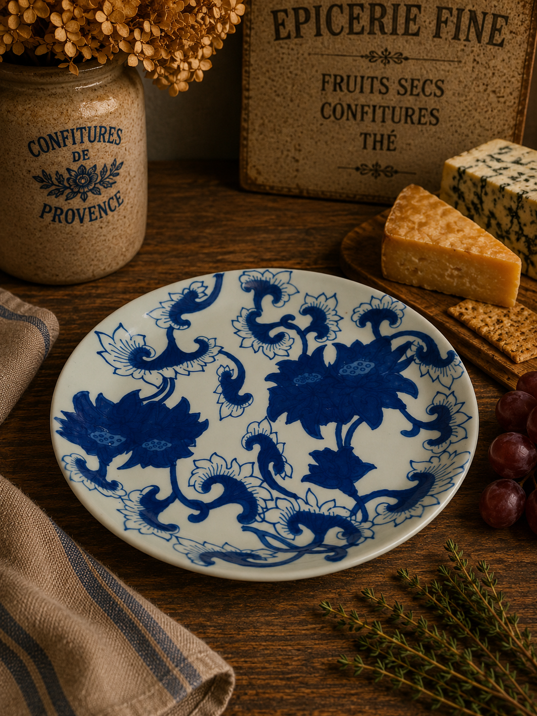 Antique Staffordshire Blue & White Cheese Dome & Plate – 19th Century Floral Cheese Cloche photograph 6