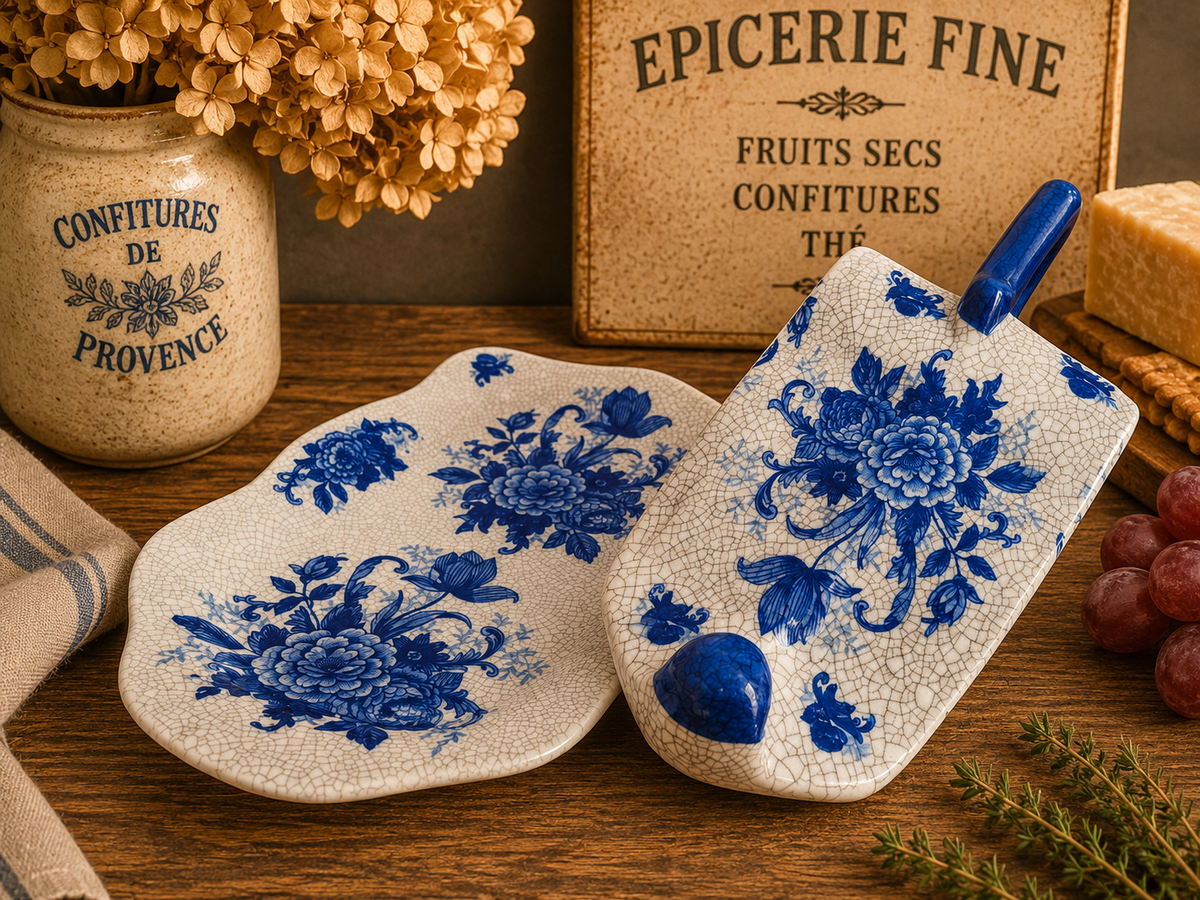 Vintage Blue & White Ceramic Cheese Dish & Cover – Floral Cheese Keeper with Branch Handle photograph 6