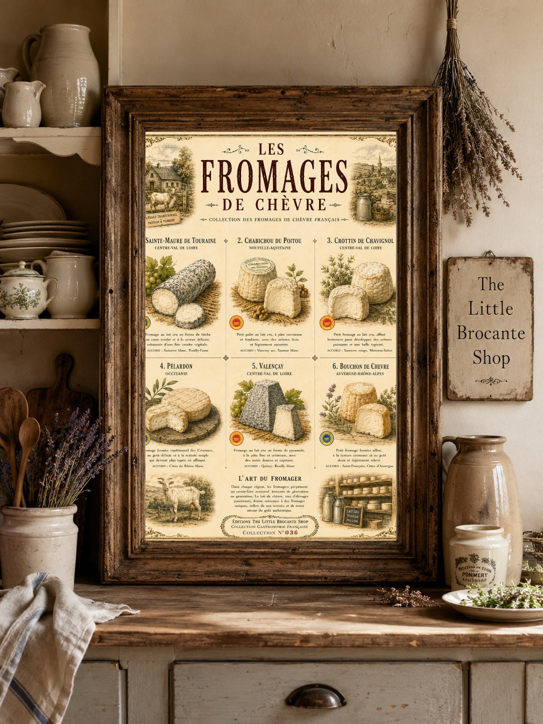 Vintage Goats Cheese of France Print (unframed)| Les Fromages de Chèvre Print | French Kitchen Wall Decor