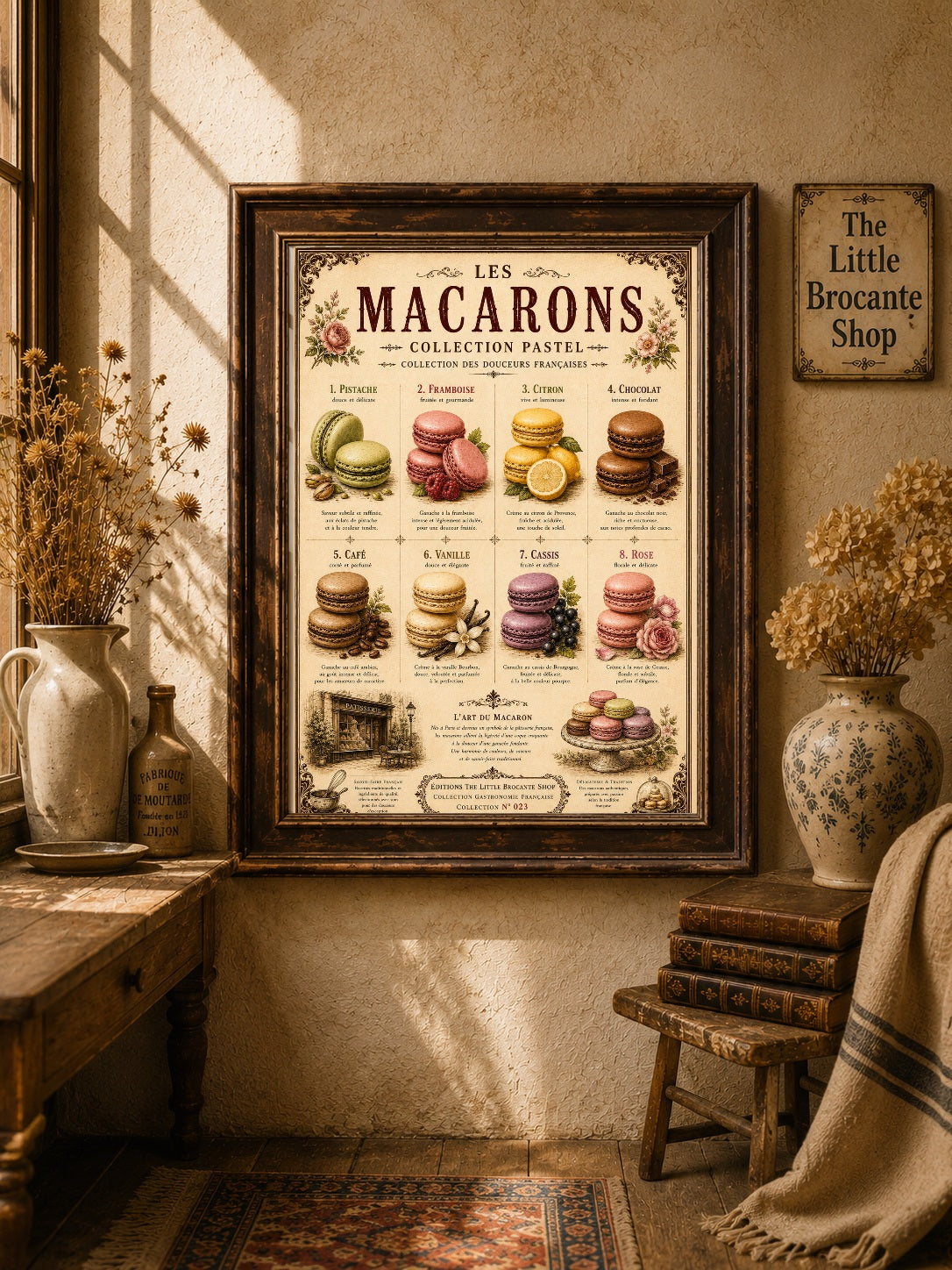 Les Macarons Collection Pastel | Vintage French Macaron Kitchen Wall Art Print | French Patisserie Poster, French country wall artwork. – image 7