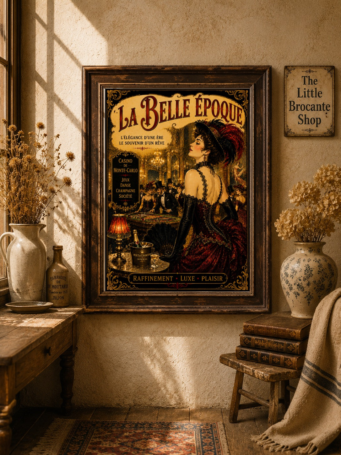 La Belle Époque Monte-Carlo Casino Print, Belle Époque, French Riviera, Parisian, Art Nouveau, French Vintage, Maximalist, Eclectic, Brocante, Old World Luxury, Romantic, Dark Academia, Traditional European wall artwork.