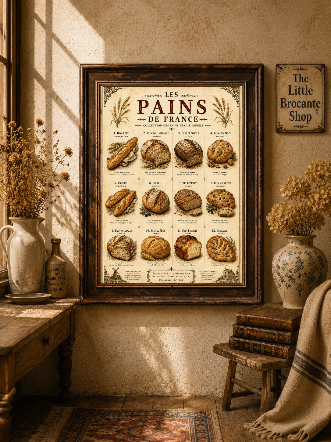 Les Pains de France | Vintage French Bread Collection | Rustic Bakery Kitchen Wall Art, French country wall artwork. – image 7
