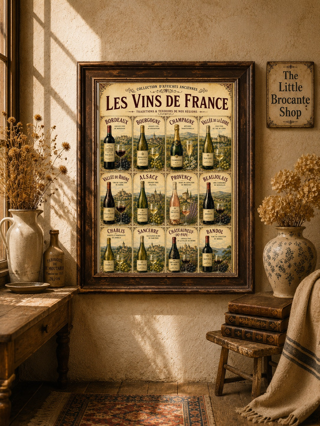 Les Vins de France | Vintage French Wine Regions Collection | French Gastronomy Wall Art, French country wall artwork. – image 7
