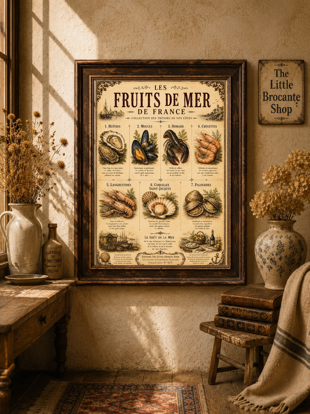 Les Fruits de Mer de France | Vintage French Seafood Collection | Coastal Kitchen Wall Art Print, French country wall artwork. – image 7