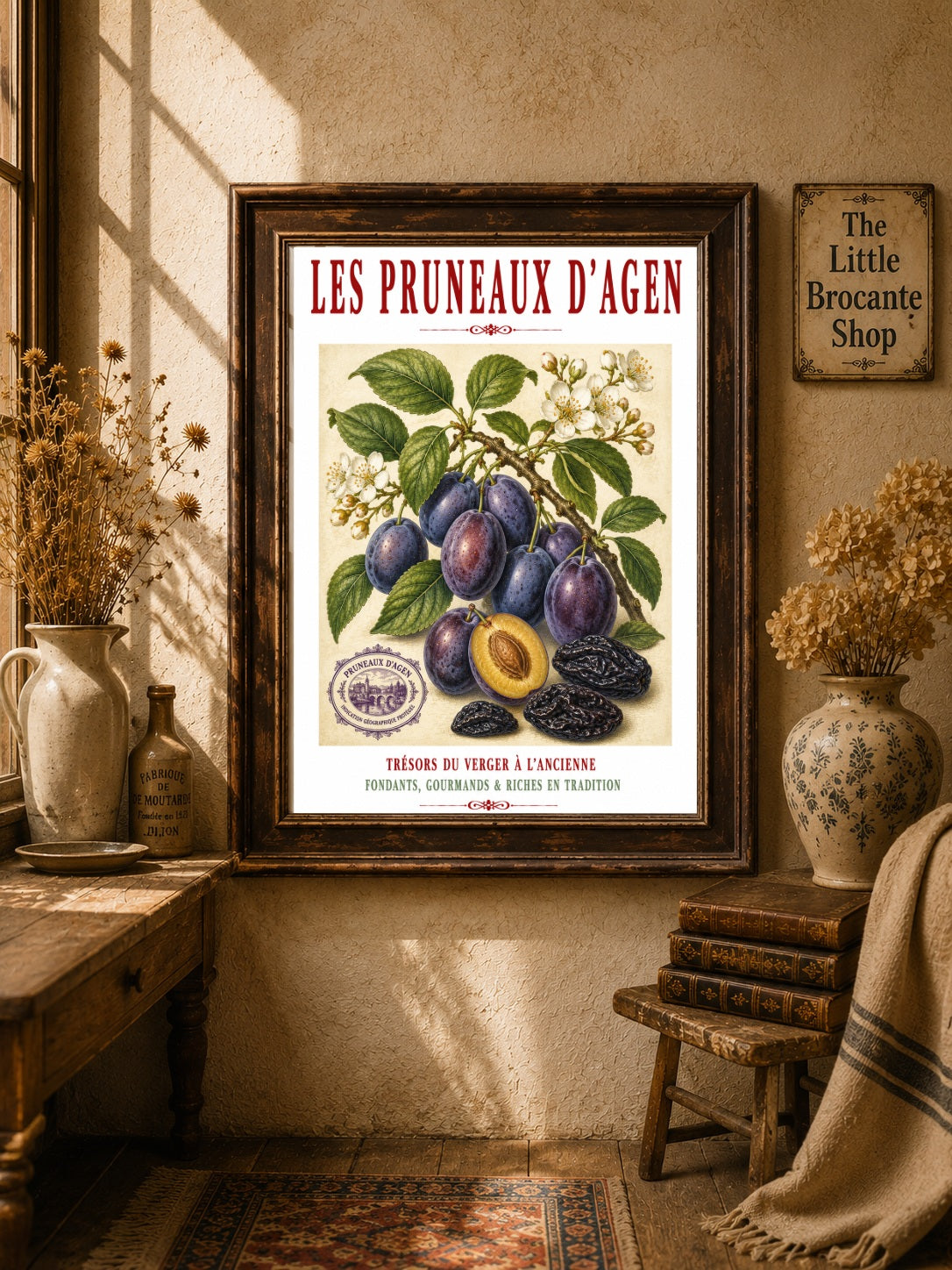 Les Pruneaux d’Agen – Illustrated French Agen Prune Print | French Kitchen Wall Art, Illustrated French, Botanical, French Country, Traditional French, Orchard Style, Pomological Illustration, French Kitchen, Country Kitchen, Regional French Food Art wall artwork.