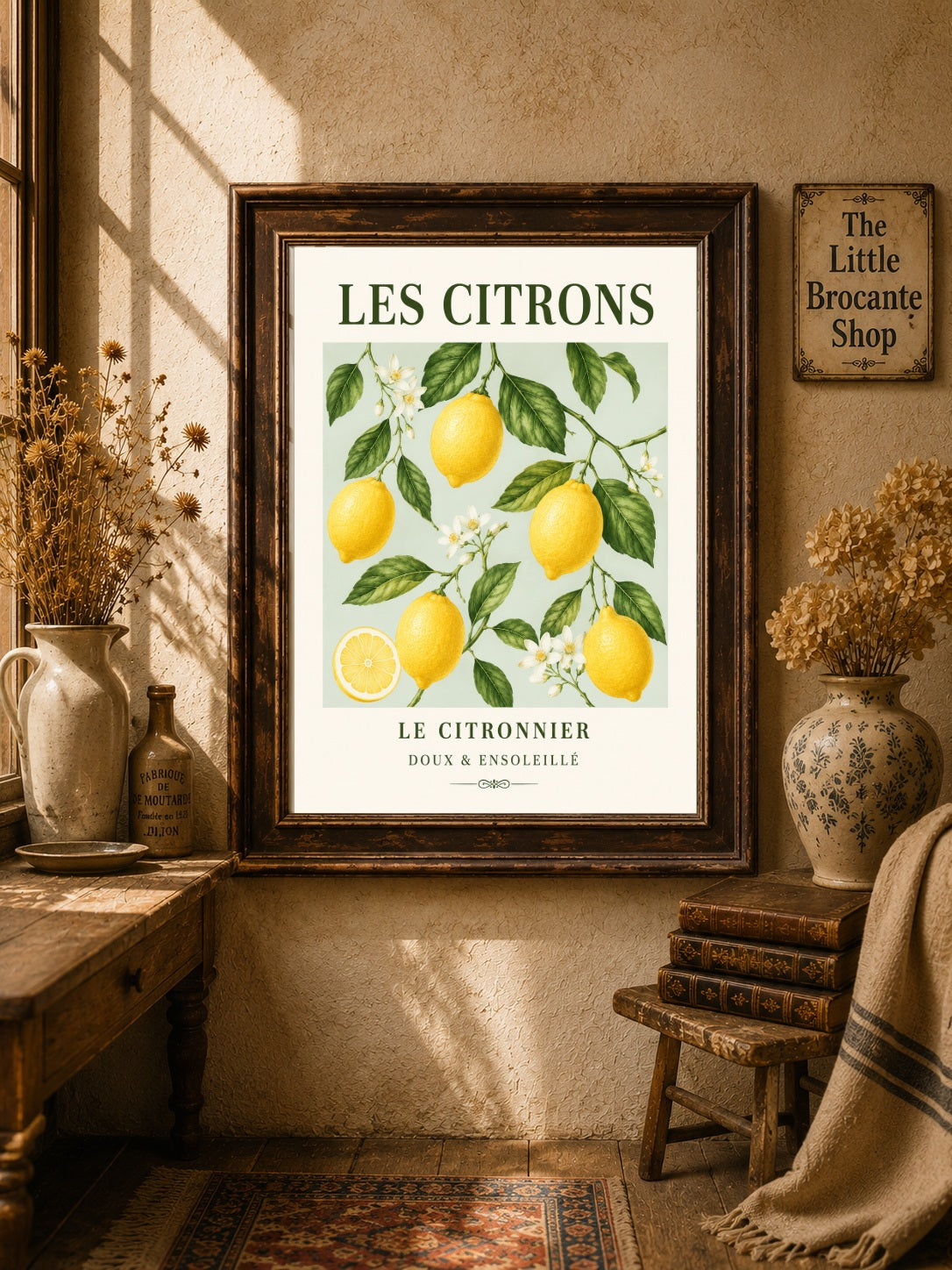 Les Citrons – Illustrated French Lemon Print | French Kitchen Wall Art, Illustrated French, Botanical, French Country, Country Kitchen, Mediterranean, Fruit Illustration, Cottage Style wall artwork.