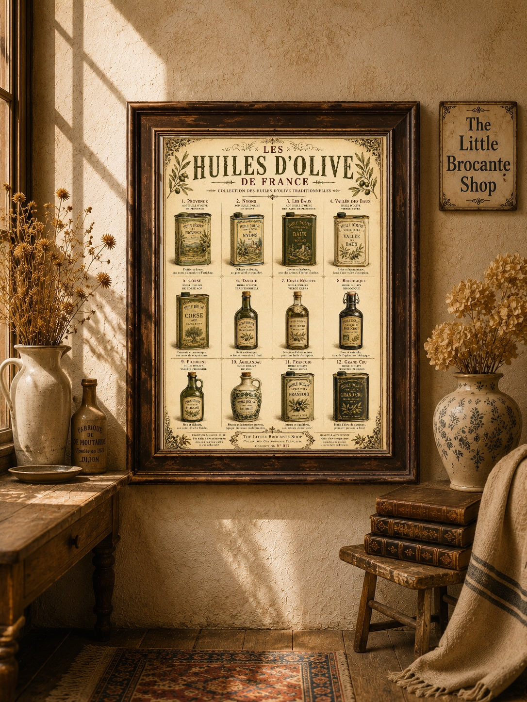 Les Huiles d'Olive de France | Vintage French Olive Oil Collection | French Country Kitchen Wall Art, French country wall artwork. – image 7
