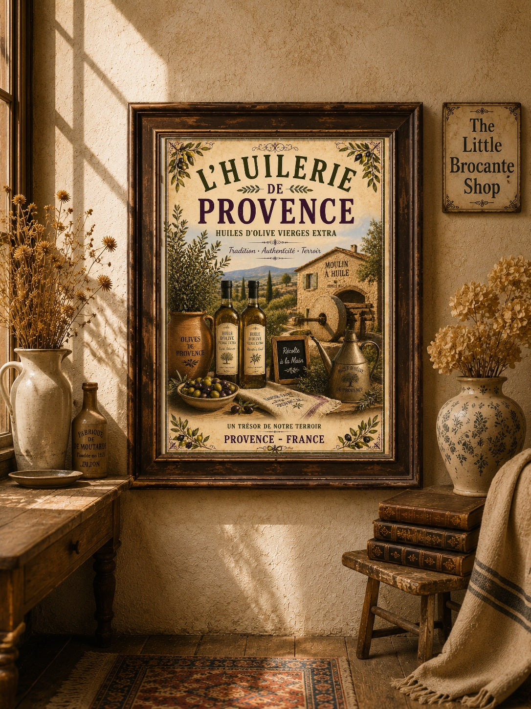 L'Huilerie de Provence – Vintage French Olive Oil Mill, French Country
Provence
Rustic Farmhouse
Brocante
Cottagecore
Mediterranean
Country Kitchen
Rustic Chic
Vintage European
Traditional
French Provincial
Old World
Continental
Mediterranean Farmhouse wall artwork.