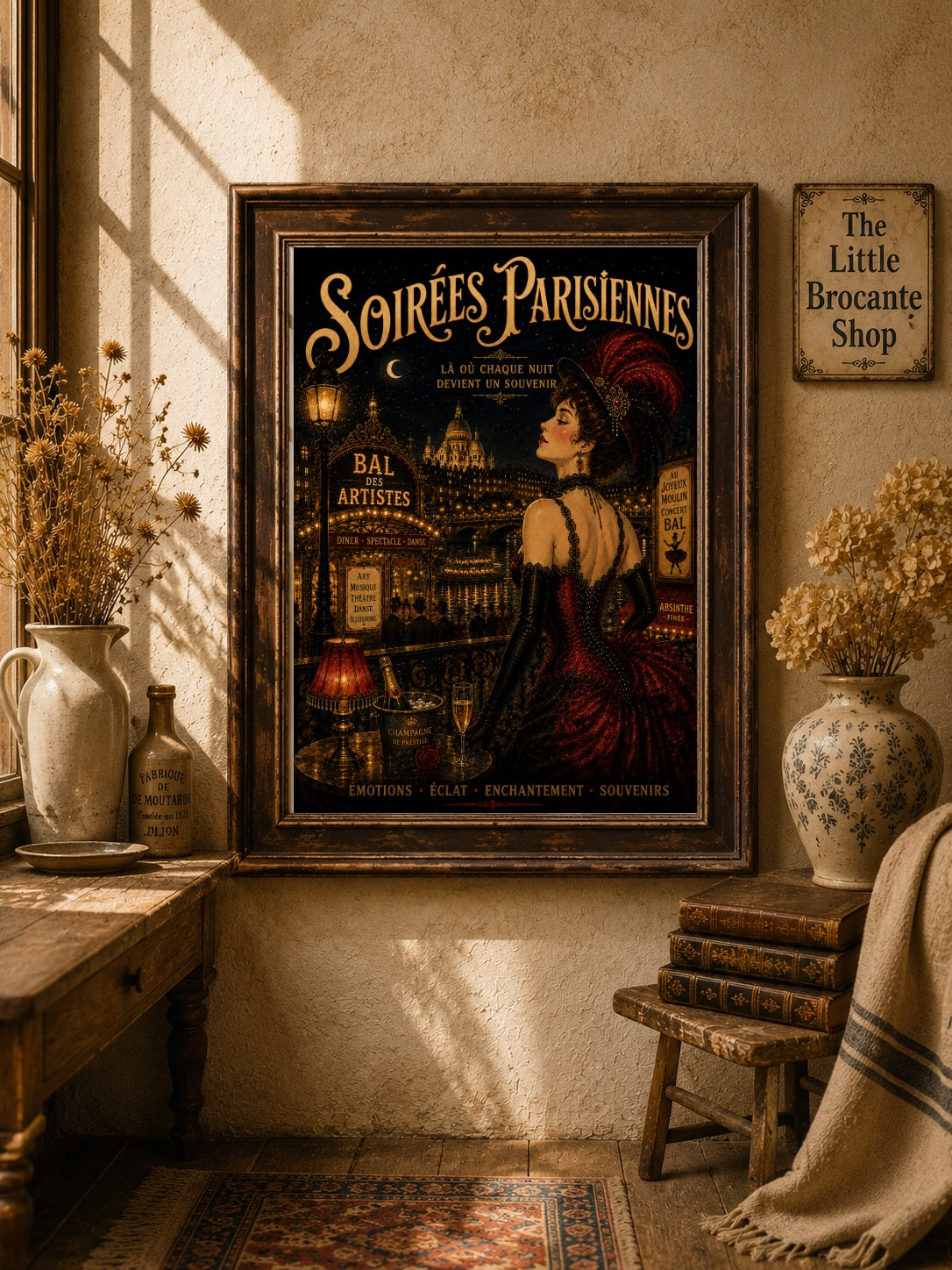 Paris Nuit – Vintage French Belle Époque Paris Nightlife Wall Art Print, Belle Époque, Vintage French Poster, Art Nouveau Inspired, Parisian, Montmartre, French Cabaret, Victorian Glamour, Maximalist, Dark Academia, Vintage Travel wall artwork.