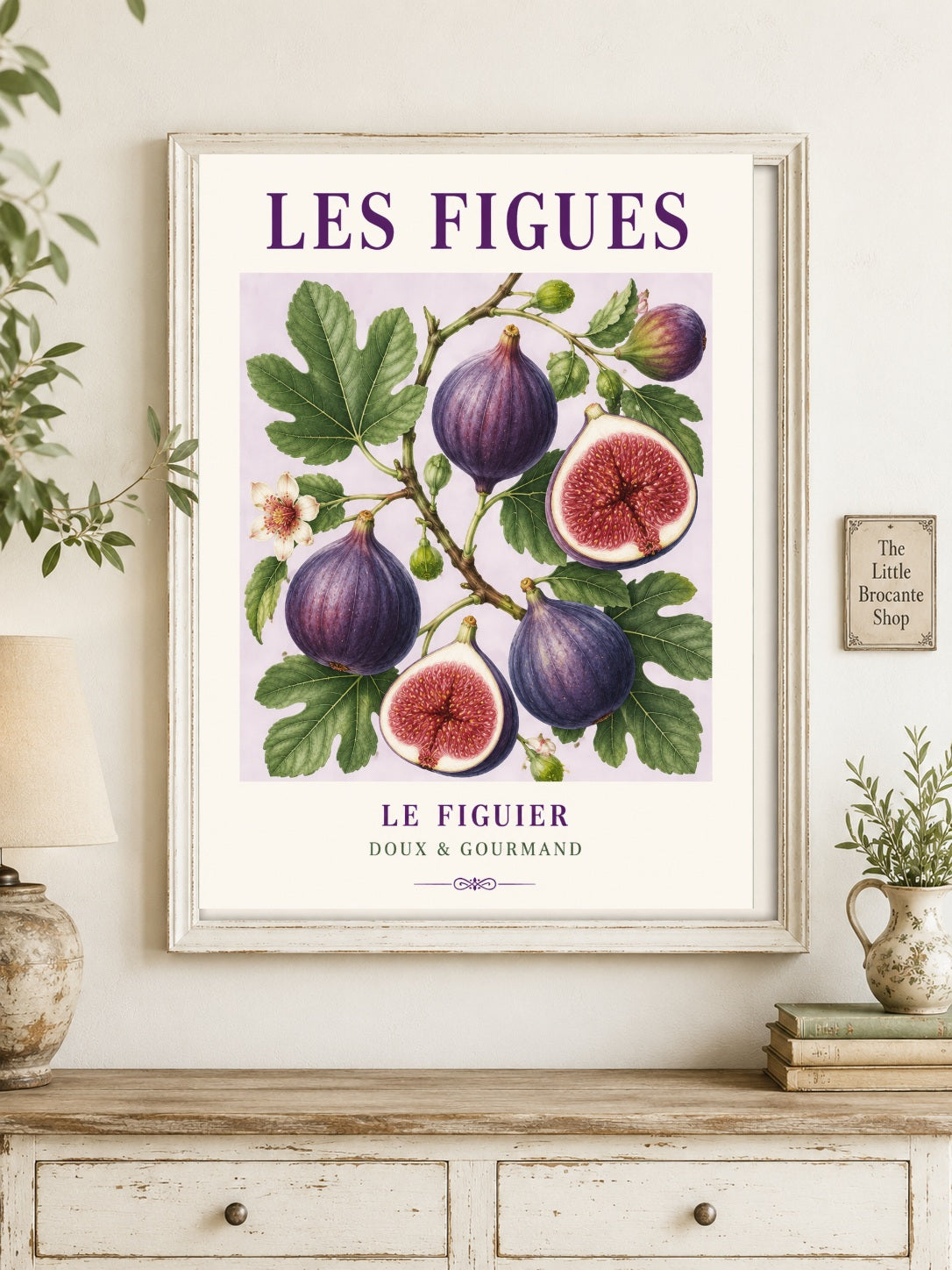 Les Figues – Illustrated French Fig Print | French Kitchen Wall Art, Illustrated French, Botanical, French Country, Mediterranean, Provençal, Fruit Illustration, Country Kitchen, Cottage Style wall artwork.