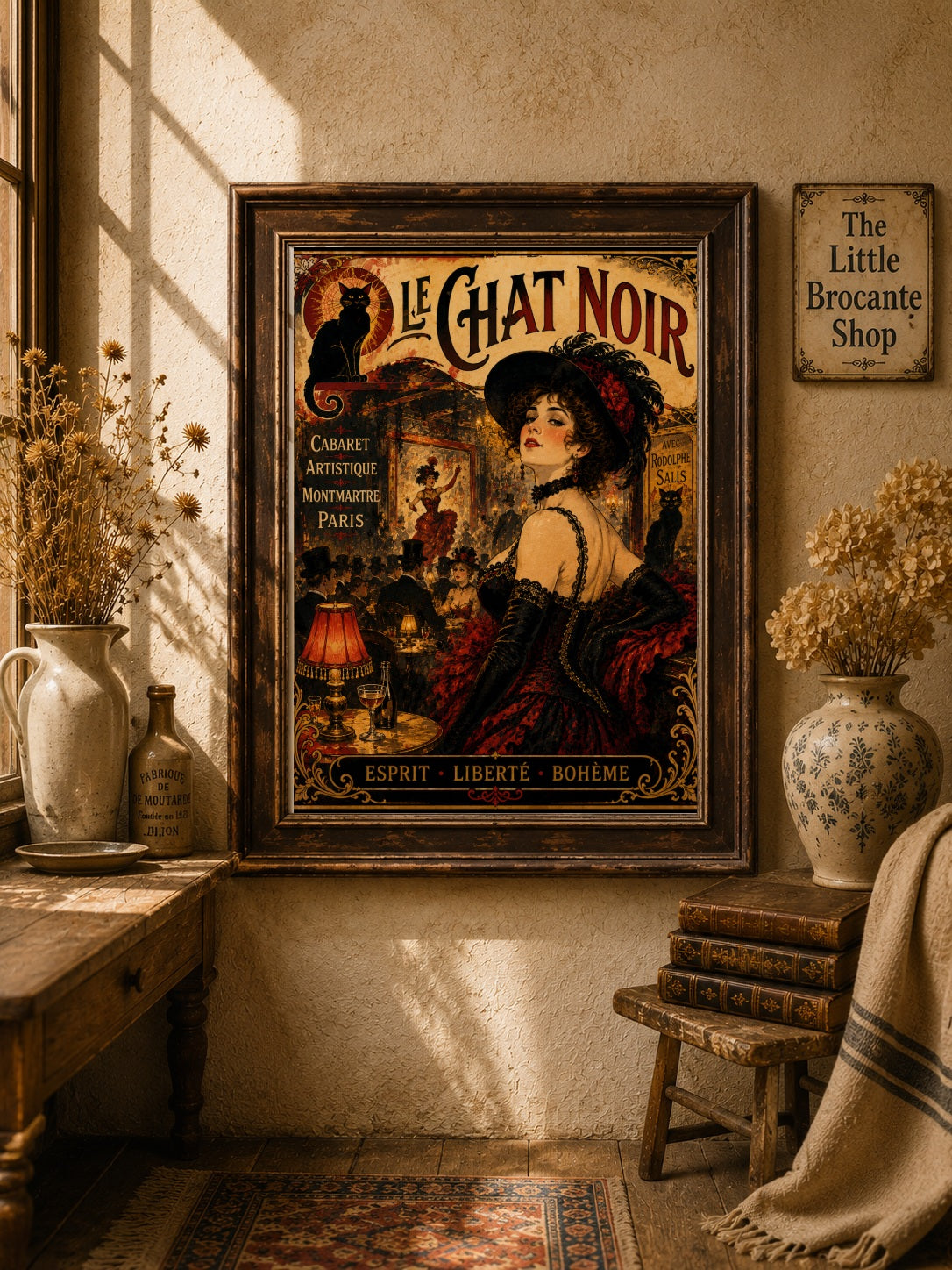 Le Chat Noir – Vintage-Inspired Paris Cabaret Print | Montmartre Belle Époque Wall Art, Belle Époque, Parisian, Art Nouveau, French Vintage, Montmartre, Maximalist, Eclectic, Brocante, Bohemian, Dark Academia, Old World, Romantic, Theatrical wall artwork.