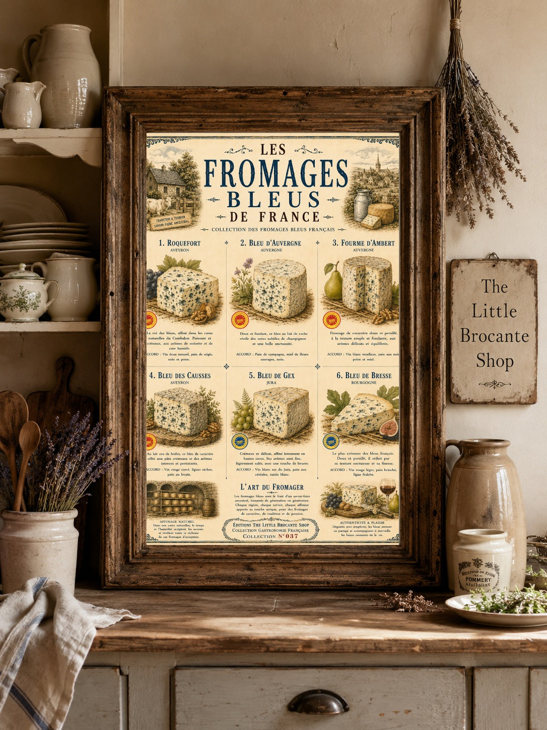 The Famous Blue Cheese of France Vintage Print (unframed) | Les Fromages Bleus de France | Vintage French Blue Cheese Print