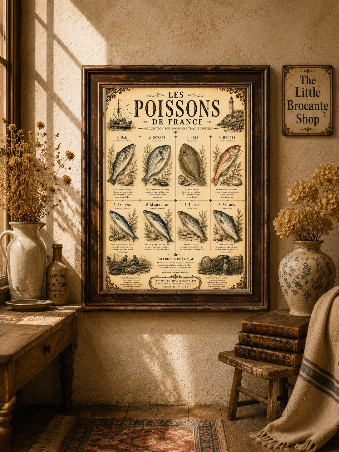 Les Poissons de France | Vintage French Fish Collection | Coastal Kitchen & Seafood Wall Art Print, French country wall artwork. – image 7