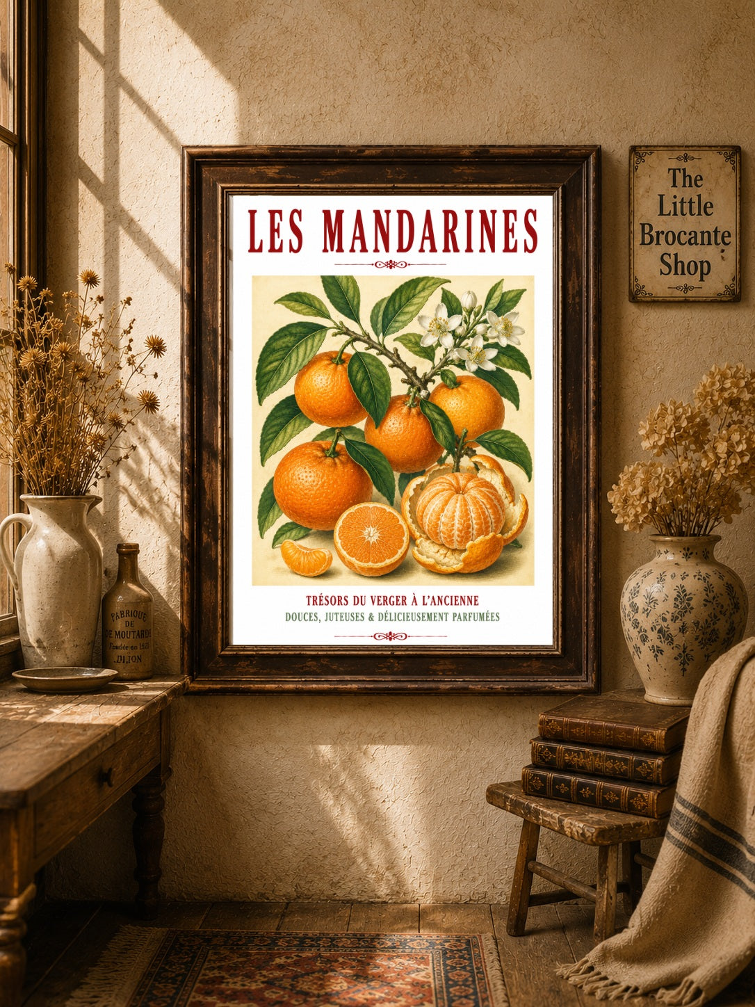 Illustrated French Mandarin Print | French Kitchen Wall Art, Illustrated French, Botanical, French Country, Mediterranean, Citrus Illustration, French Kitchen, Country Kitchen, Cottage Style, Botanical Wall Art wall artwork.