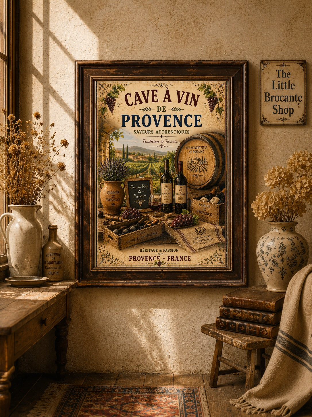 Cave à Vin de Provence – Vintage French Wine Cellar, French Country
Provence
Rustic Farmhouse
Brocante
Mediterranean
Country House
Rustic Chic
Vintage European
Traditional
French Provincial
Old World
Continental
Industrial Rustic
Wine Cellar Style wall artwork.