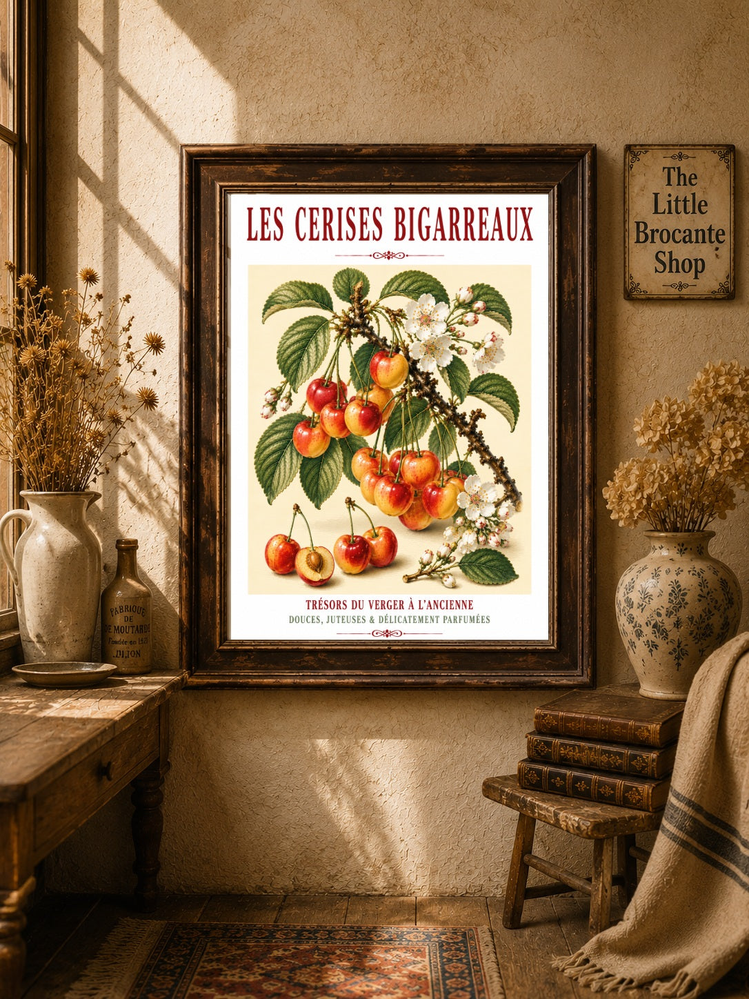 Les Cerises Bigarreaux – Illustrated French Cherry Print | French Kitchen Wall Art, Illustrated French, Botanical, French Country, Orchard Art, Fruit Illustration, French Kitchen, Country Kitchen, French Provincial, Botanical Wall Art wall artwork.