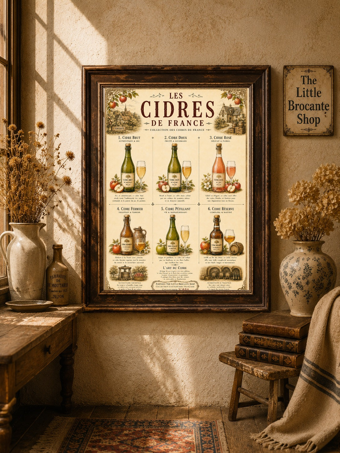 Les Cidres de France Vintage French Cider Print | Kitchen & Bar Wall Art, French country wall artwork.