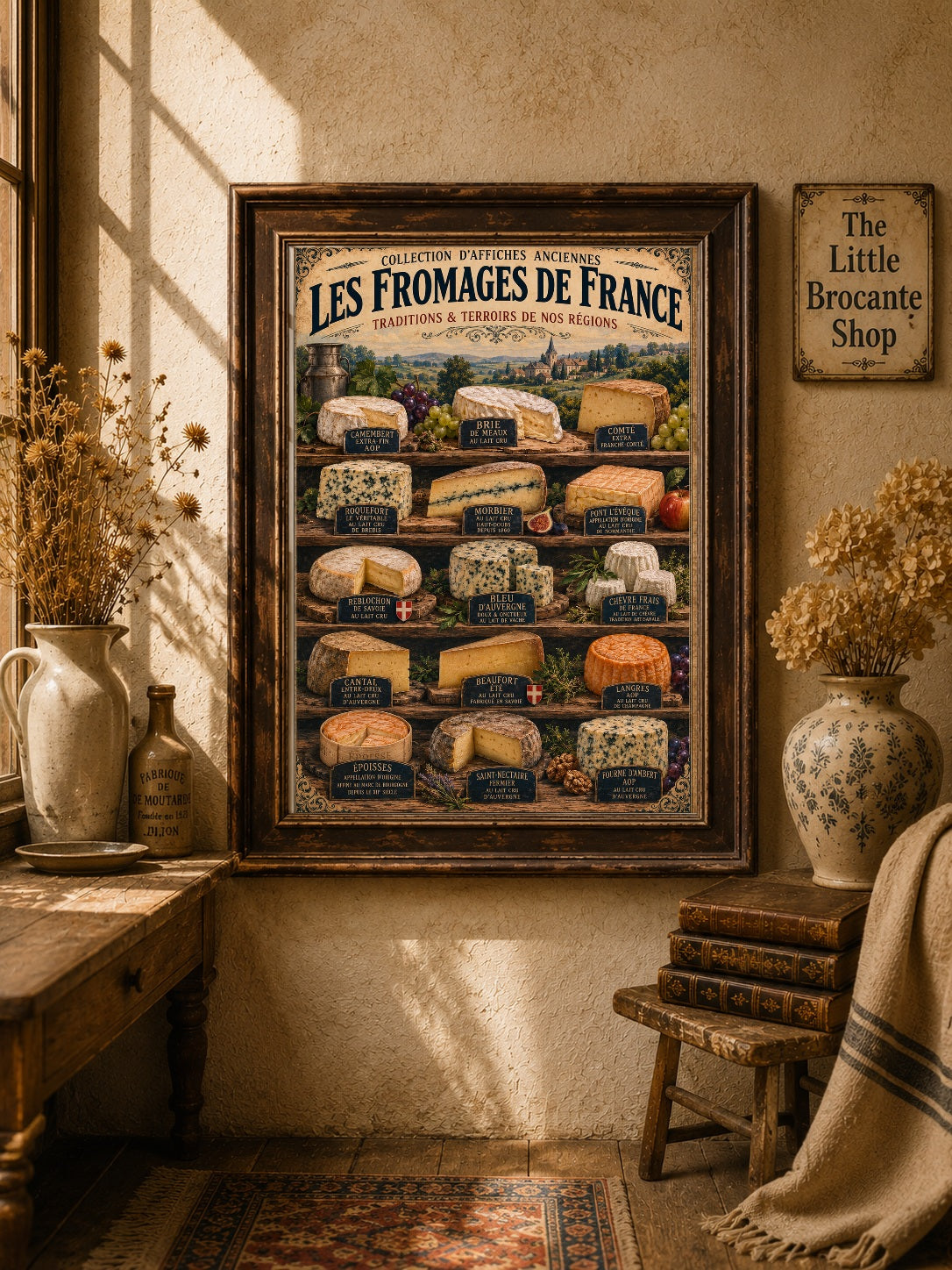 Les Fromages de France | Vintage French Cheese Collection Print, French Country
Rustic Farmhouse
Cottage Kitchen
Provincial French
Vintage Kitchen
Traditional
Country House
European Rustic
Bistro Style
Contemporary Country
Heritage Interiors wall artwork.