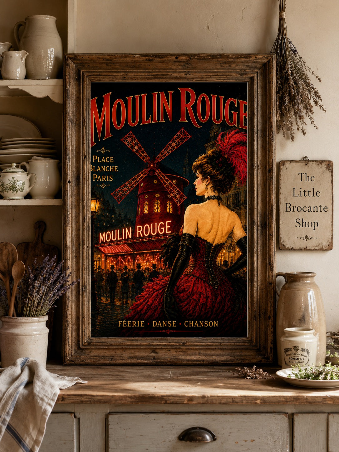 Moulin Rouge – Vintage-Inspired Paris Cabaret Print | Belle Époque Montmartre Wall Art, Belle Époque, Parisian, French Vintage, Art Nouveau, Montmartre, Maximalist, Eclectic, Brocante, Romantic, Dark Academia, Old World Luxury, Theatrical wall artwork.