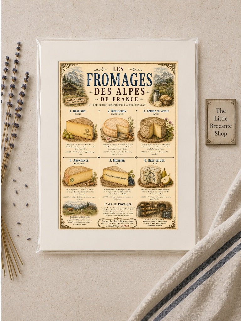 French Alpine Cheese Print (unframed) | Les Fromages des Alpes | French Kitchen Wall Art
