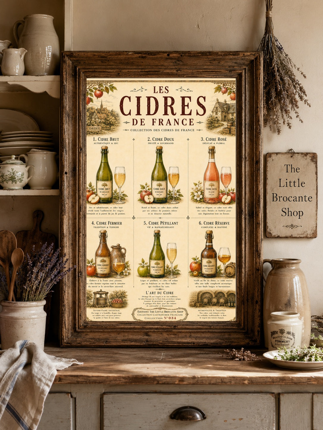 Les Cidres de France Vintage French Cider Print | Kitchen & Bar Wall Art, French country wall artwork.