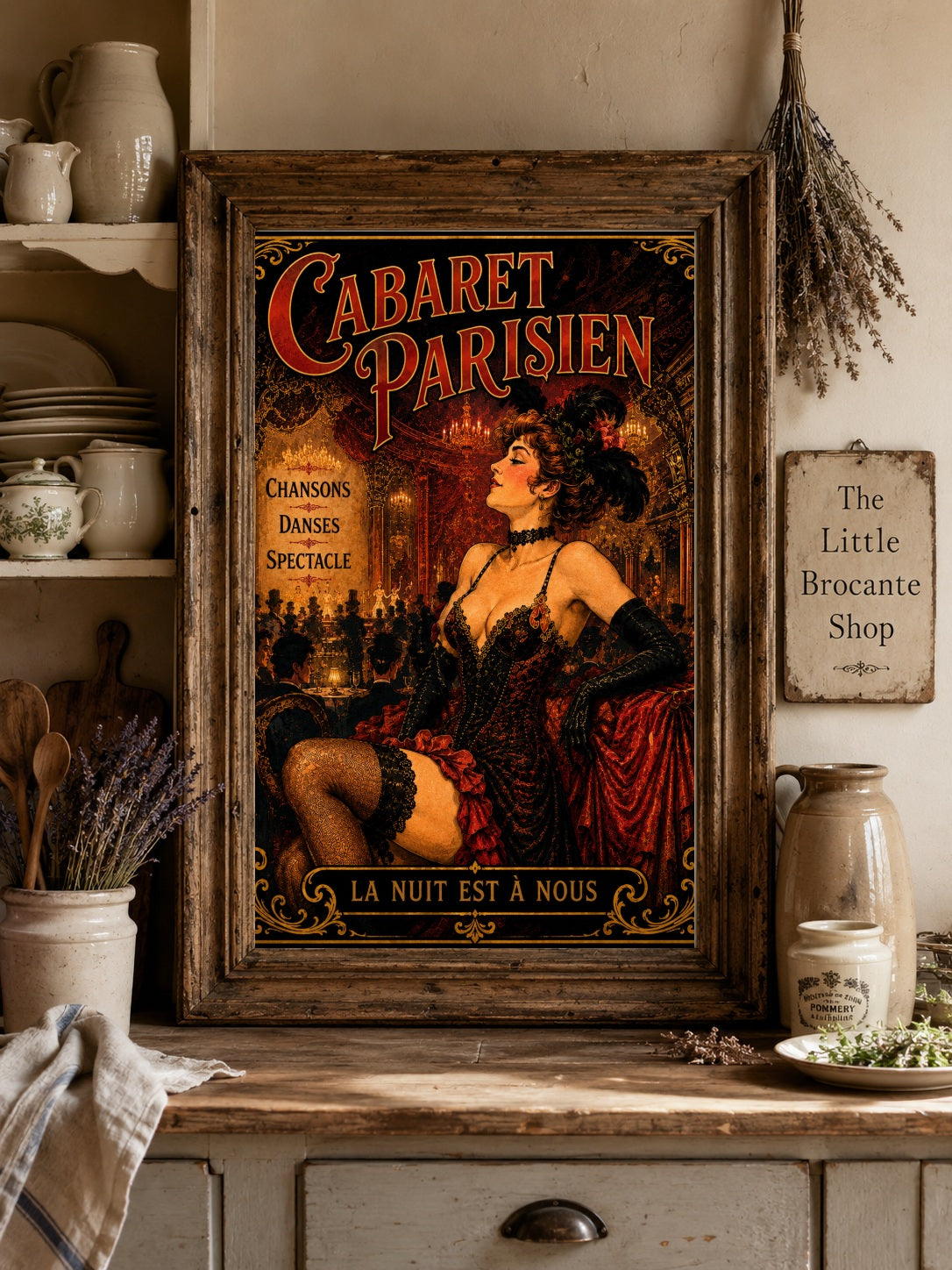 Cabaret Parisien Print in Bell Epoque Style, French country wall artwork.