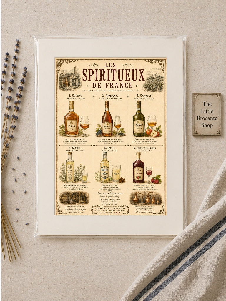Vintage French Spirits Print (unframed) | Les Spiritueux de France | Bar & Kitchen Wall Art