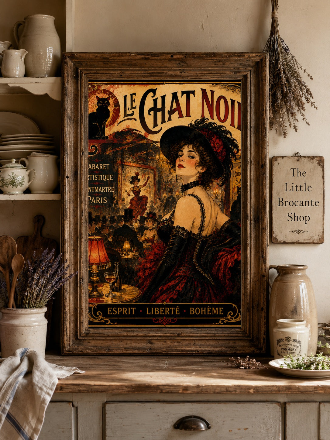 Le Chat Noir – Vintage-Inspired Paris Cabaret Print | Montmartre Belle Époque Wall Art, Belle Époque, Parisian, Art Nouveau, French Vintage, Montmartre, Maximalist, Eclectic, Brocante, Bohemian, Dark Academia, Old World, Romantic, Theatrical wall artwork.