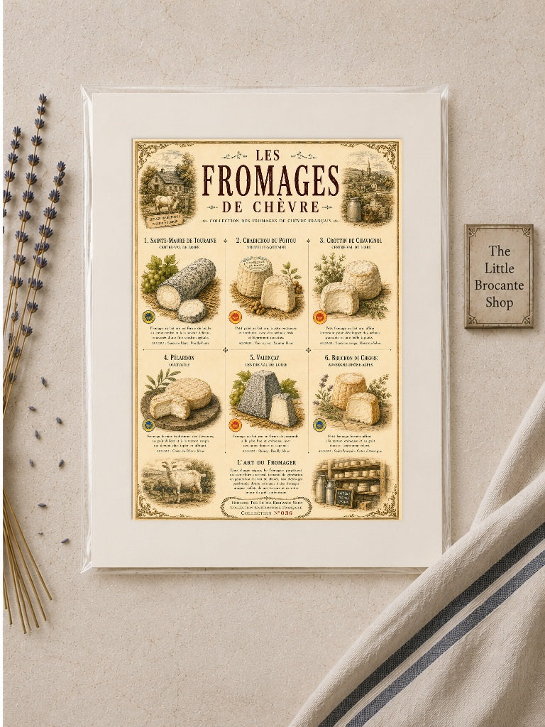 Vintage Goats Cheese of France Print (unframed)| Les Fromages de Chèvre Print | French Kitchen Wall Decor