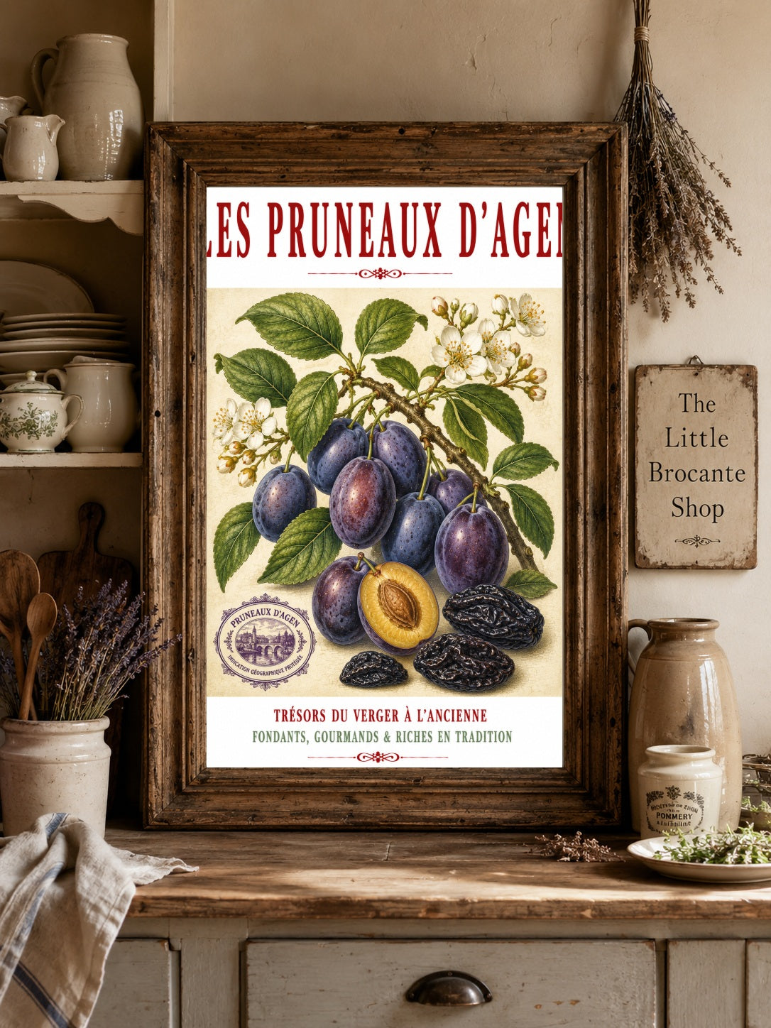 Les Pruneaux d’Agen – Illustrated French Agen Prune Print | French Kitchen Wall Art, Illustrated French, Botanical, French Country, Traditional French, Orchard Style, Pomological Illustration, French Kitchen, Country Kitchen, Regional French Food Art wall artwork.