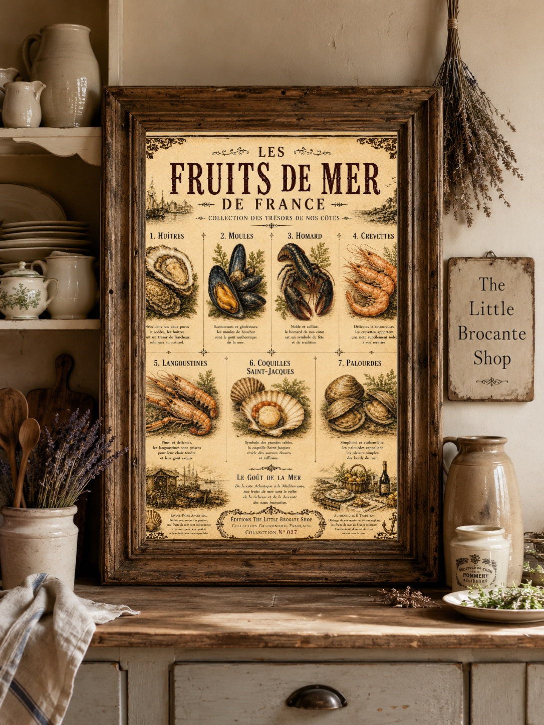 Les Fruits de Mer de France | Vintage French Seafood Collection | Coastal Kitchen Wall Art Print, French country wall artwork. – image 8