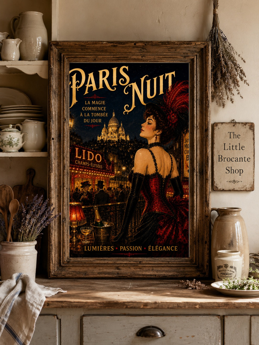 Paris Nuit – Vintage French Belle Époque Paris Nightlife Wall Art Print, Belle Époque, Vintage French Poster, Art Nouveau Inspired, Parisian, Montmartre, French Cabaret, Victorian Glamour, Maximalist, Dark Academia, Vintage Travel wall artwork.