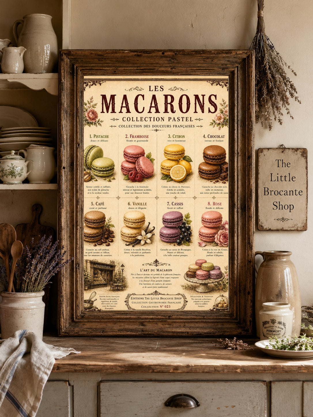 Les Macarons Collection Pastel | Vintage French Macaron Kitchen Wall Art Print | French Patisserie Poster, French country wall artwork. – image 8
